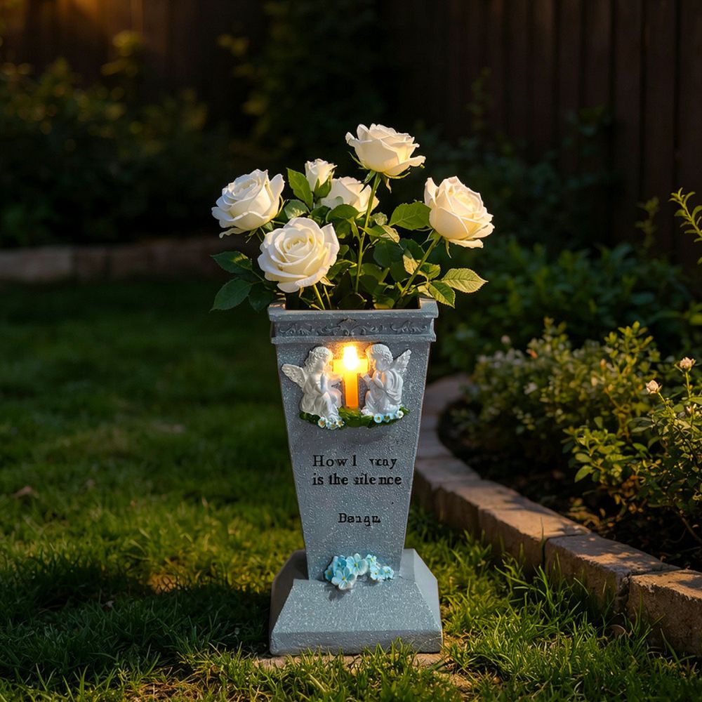 Resin Solar Cross Cemetery Vas - Vase Decor review and price