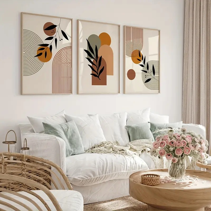 3pcs Bohemian-style Plant Geom - Abstract Canvas Set review and price