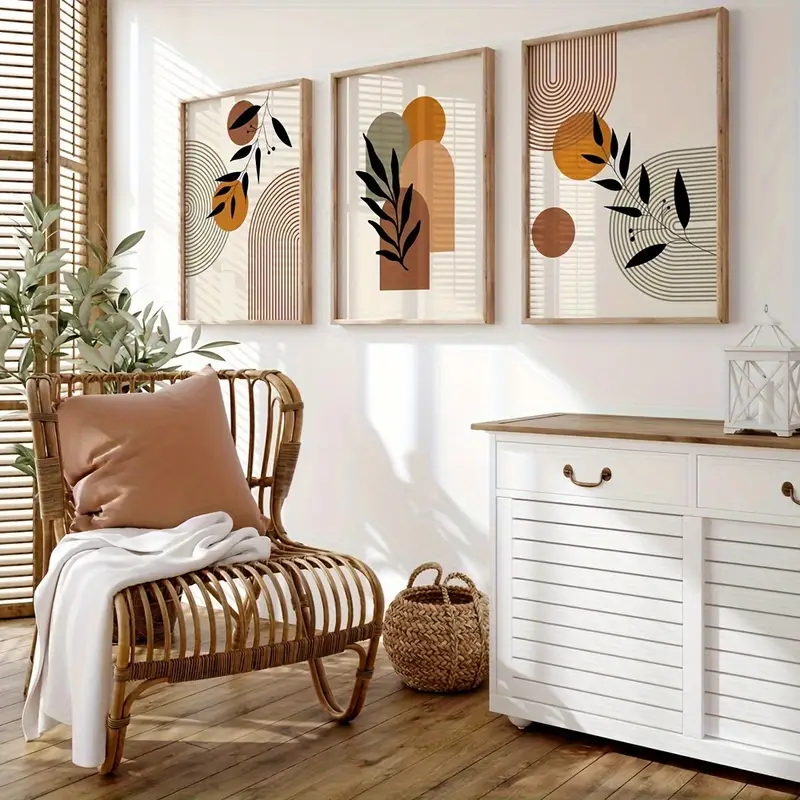3pcs Bohemian-style Plant Geom - Abstract Canvas Set review and price